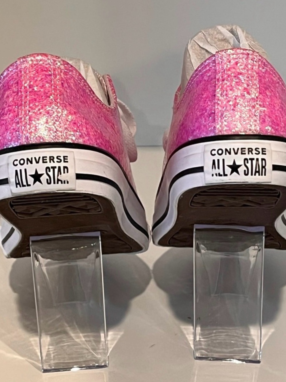 Converse Chuck Taylor Pink Glitter Low Top Sparkle Sneaker Junior 5.5 Womens 7.5 - Picture 5 of 8